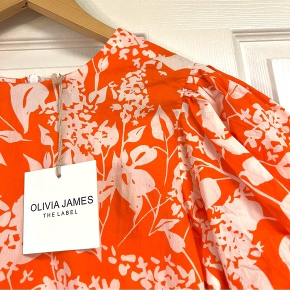 NWT OLIVIA JAMES THE LABEL Louisa mini Dress In Orange Floral cottagecore XS - Picture 4 of 11